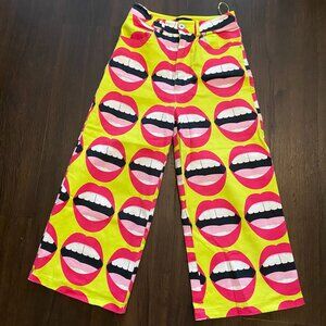 Neon Print High Waisted Mouth Pants